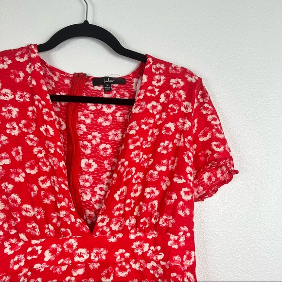Lulus Garden Explorer Red Floral Print Mini Dress Sz M - Picture 8 of 10